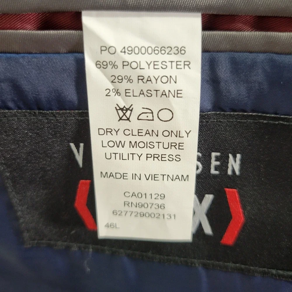 Van‎ Heusen Flex Men's Sport Coat Blazer Navy Houndstooth Poly Blend 46L NEW